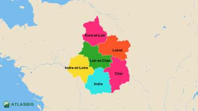 Centre-Val de Loire Bölgesinin Departmanları Haritası Thumbnail
