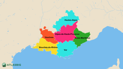 Provence-Alpes-Côte d'Azur Bölümlerinin Haritası Thumbnail