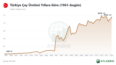 Türkiye Çay Üretimi Yıllara Göre (1961–bugün)