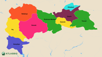 Erzincan İlçe Haritası ve İlçe Nüfusları Thumbnail