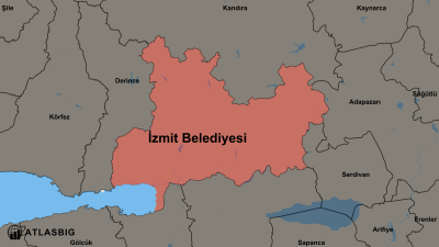 İzmit Belediyesi ve Komşu İlçeler Haritası Thumbnail