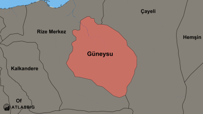 Güneysu ve Komşu İlçeler Haritası Thumbnail