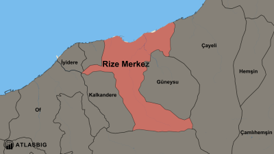 Rize Merkez ve Komşu İlçeler Haritası Thumbnail