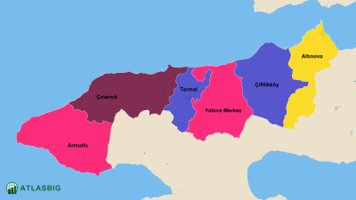Yalova İlçe Haritası ve İlçe Nüfusları Thumbnail