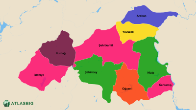 Gaziantep İlçe Haritası ve İlçe Nüfusları Thumbnail