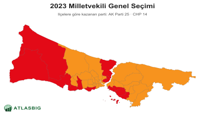 Istanbul 2023 Milletvekili Genel Seçimi: ilçelere göre kazanan parti haritası Thumbnail
