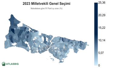 Istanbul 2023 Milletvekili Genel Seçimi: mahallelere göre İYİ Parti oy oranı haritası Thumbnail