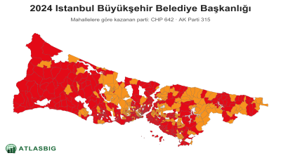 Istanbul 2024 Istanbul Büyükşehir Belediye Başkanlığı: mahallelere göre kazanan parti haritası Thumbnail
